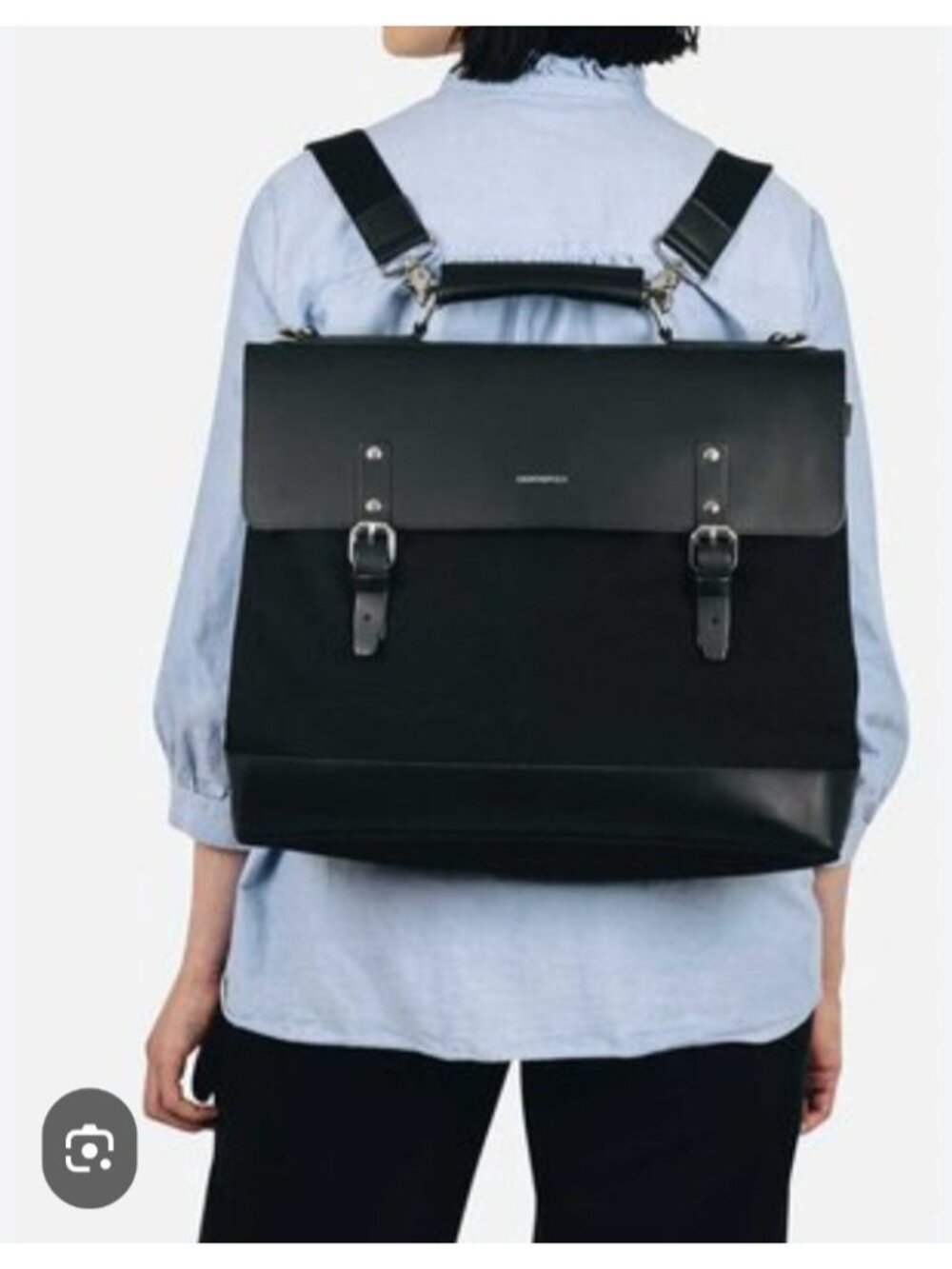 Sandqvist Jones Black Canvas Leather Convertible Backpack Messenger Laptop Bag